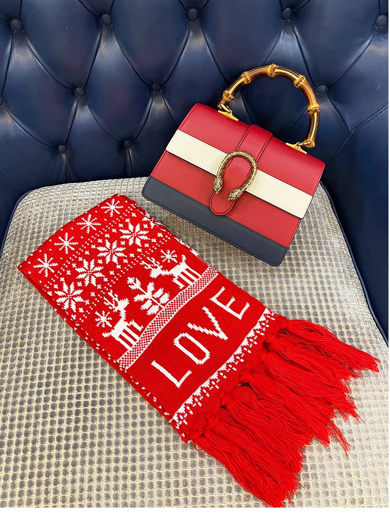 Christmas Knitted Hat Jacquard Scarf Touch Screen Gloves Three-Piece Gift