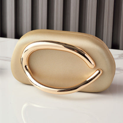 Retro PU Evening Clutch Bag With Gold Handle