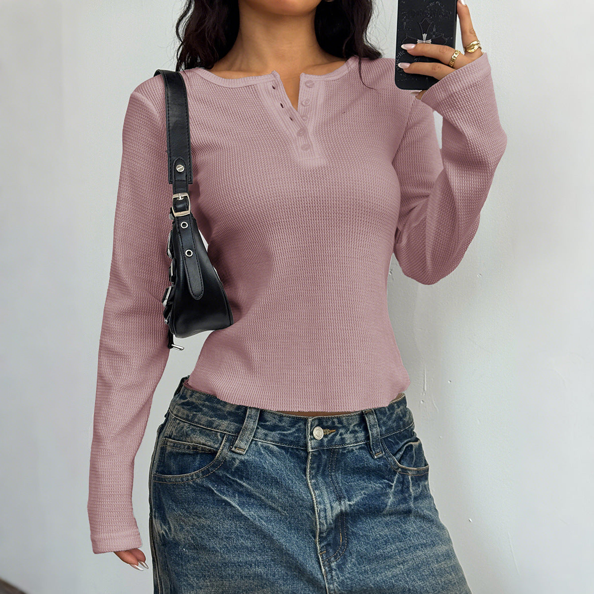 Y2K Button-Up Long Sleeve Vest T-Shirt for Women
