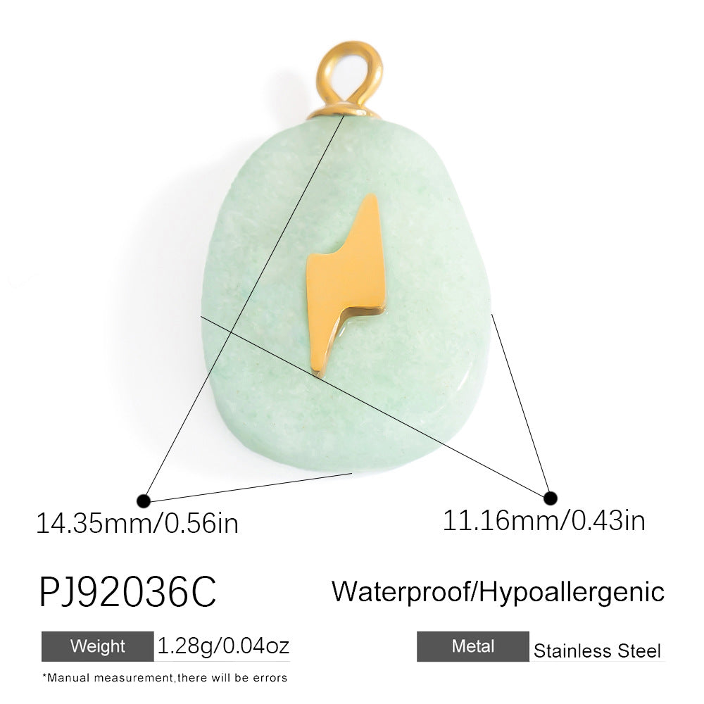 Butterfly Pendant Necklace Natural Stone Stainless Steel Jewelry