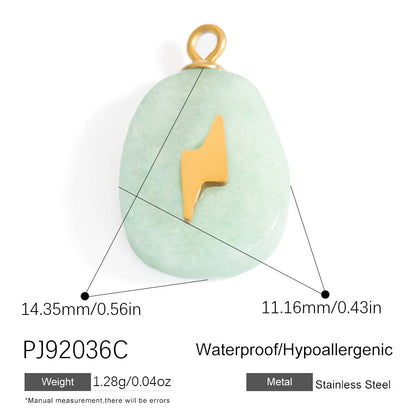 Butterfly Pendant Necklace Natural Stone Stainless Steel Jewelry