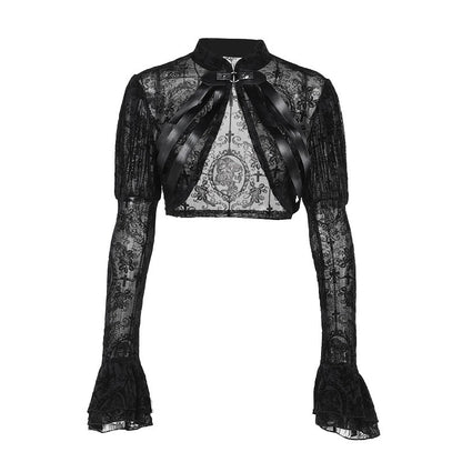Summer Lace Open Front Skull Jacket for Women