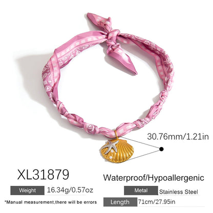 Stainless Steel Scarf Necklace with Fruit and Animal Pendants