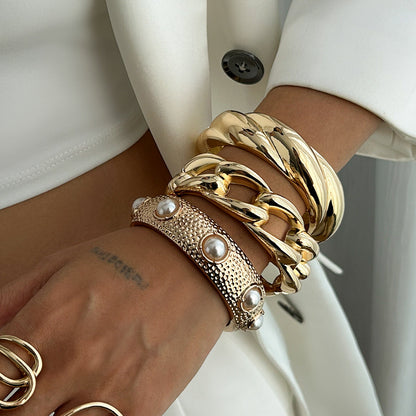 Twisted Alloy Spring Bracelets Set Trendy Stackable Jewelry
