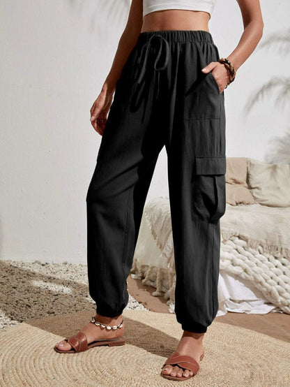 Women'S Spring And Summer New Versatile Solid Color Pocket Casual Cargo Women'S Pants