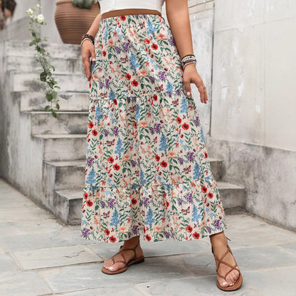 Floral Print Maxi Skirt Casual Summer Dress
