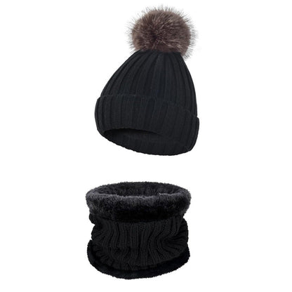 Warm Knitted Winter Scarf, Hat, and Gloves Set