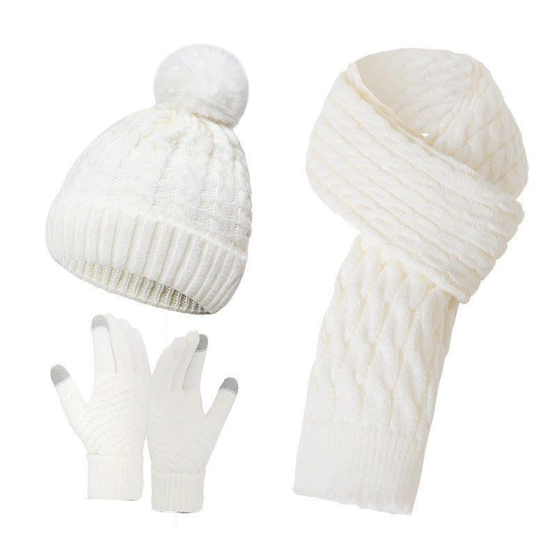 Warm Knit Beanie Scarf Gloves Set