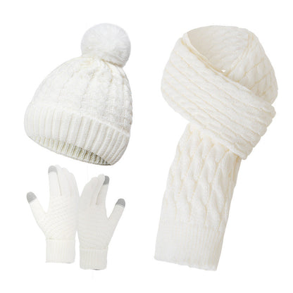 Warm Knit Beanie Scarf Gloves Set