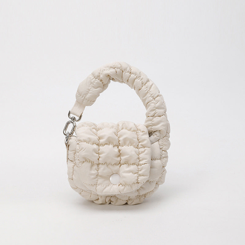Wrinkled Cloud Mini Pouch Bag Trendy Nylon Handheld Accessory