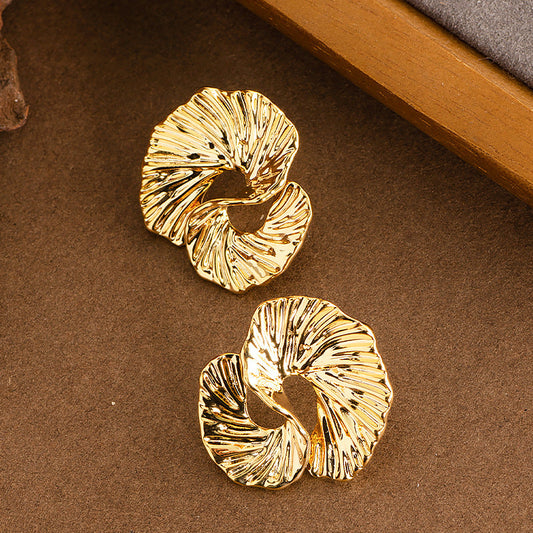 Abstract Geometric Metal Stud Earrings For Women