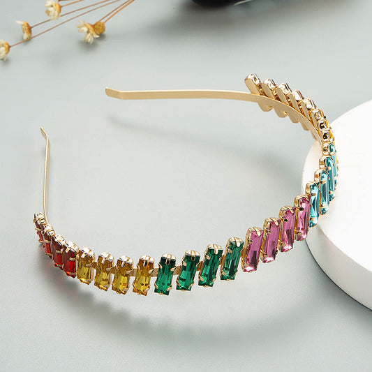 Colorful Rhinestone Metal Headband Fashion Accessory for Women
