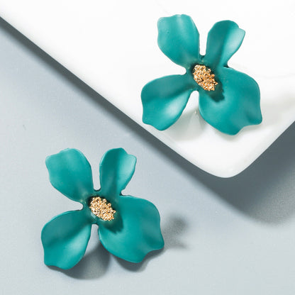 Trendy Floral Alloy Earrings Casual Chic Ear Studs