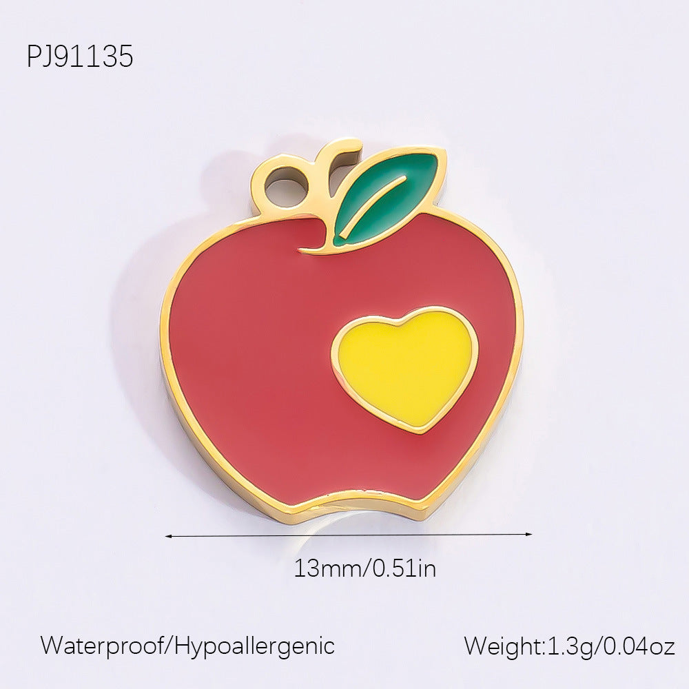 Cute Heart Pendant Stainless Steel Necklace with 18K Gold Plating