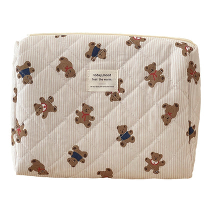 Cute Striped Bear Cosmetic Travel Organizer Bag