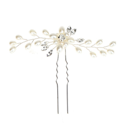 Handmade Pearl Crystal U-Shaped Hairpin Bridal Hair Accessory
