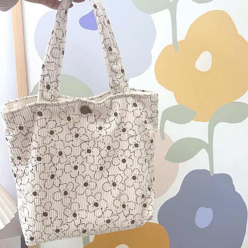Cozy Velvet Floral Canvas Tote Bag for Everyday Use