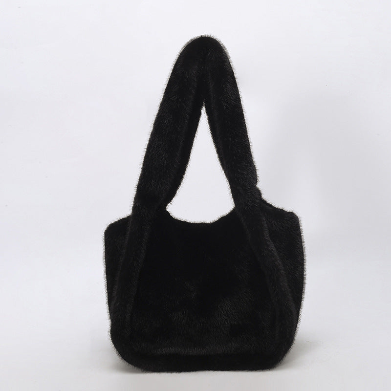 Retro Leopard Print Furry Tote Shoulder Bag