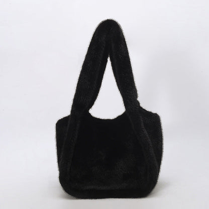 Retro Leopard Print Furry Tote Shoulder Bag