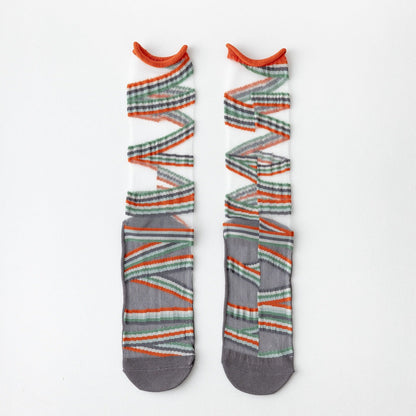 Rufia - Asymmetrical Pattern Sheer Socks