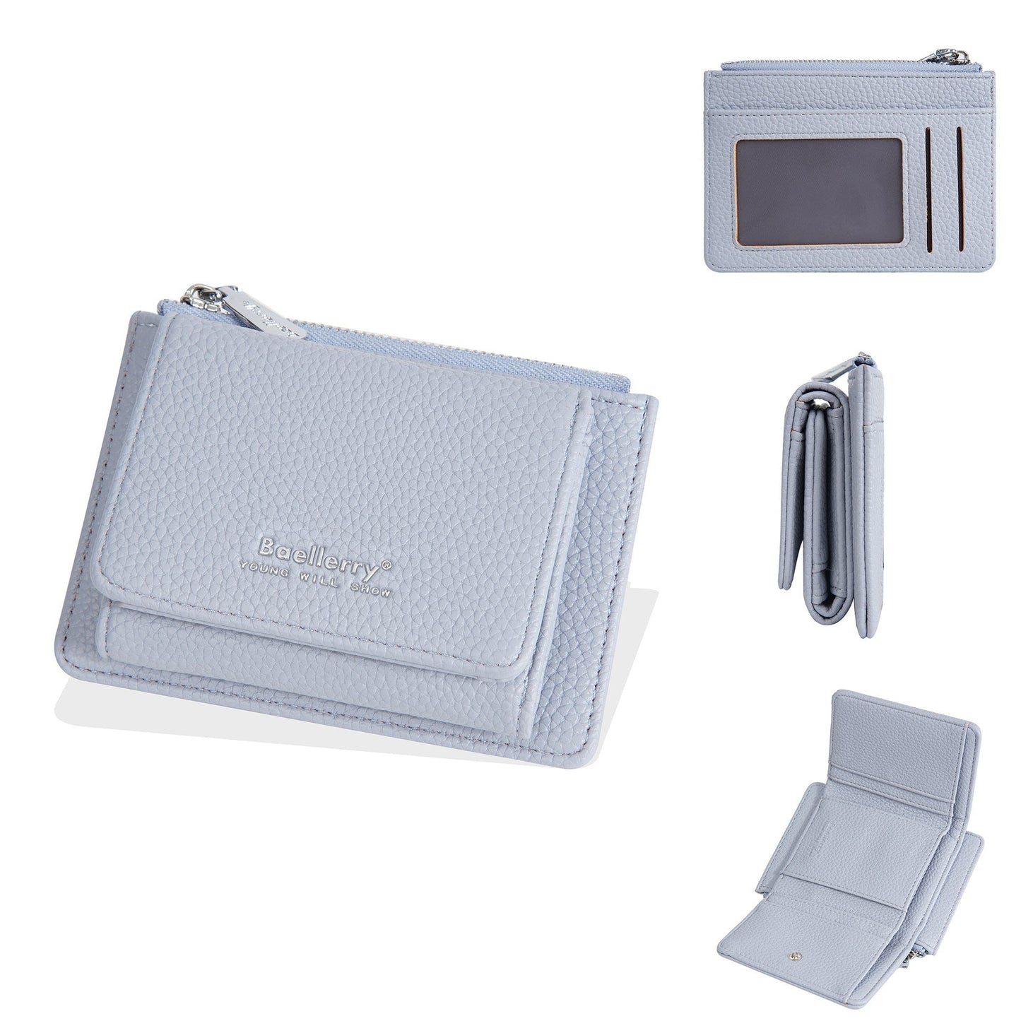 Zipper Solid Color Card Cases Wallets