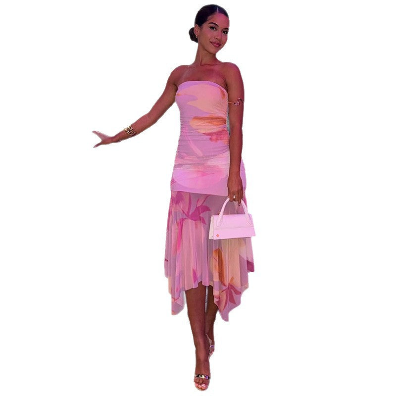Sweet Street Style Bodycon Dress With Sheer Mesh Inserts