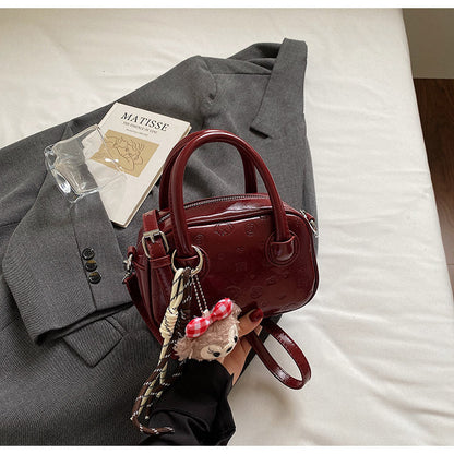 Vintage Oil Wax Leather Handbag for Women Stylish Bowling Bag