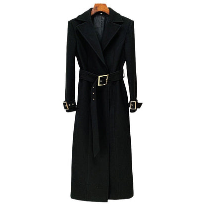 Plaid Long Wool Blend Coat Elegant Casual Outerwear