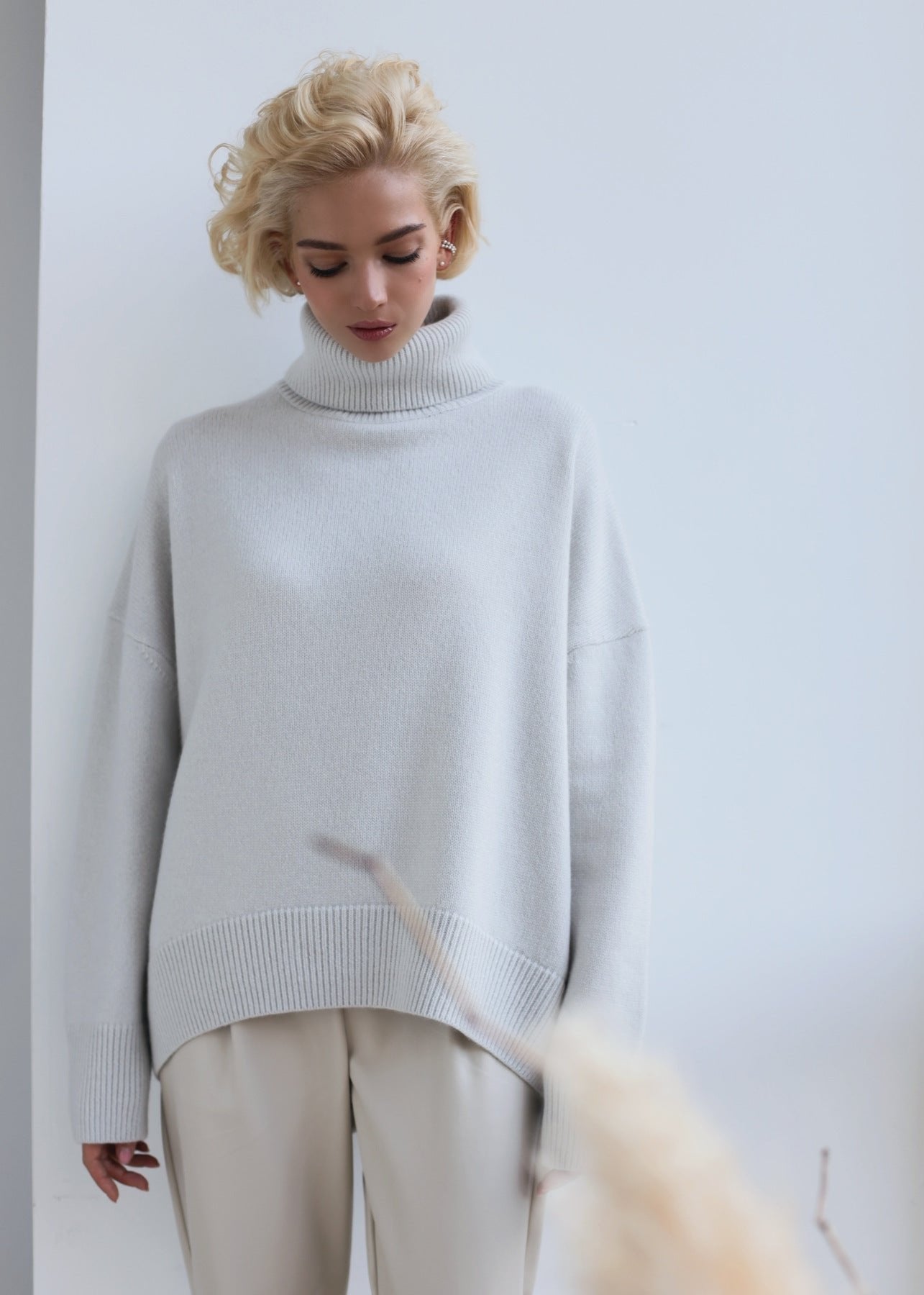 Oversized Knit Sweater With Turtleneck Collar