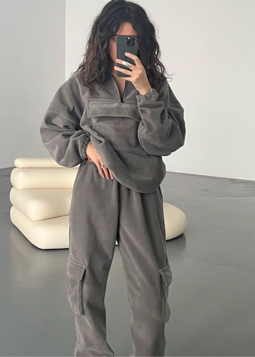 Fleece Cargo Set With Adjustable Drawstrings