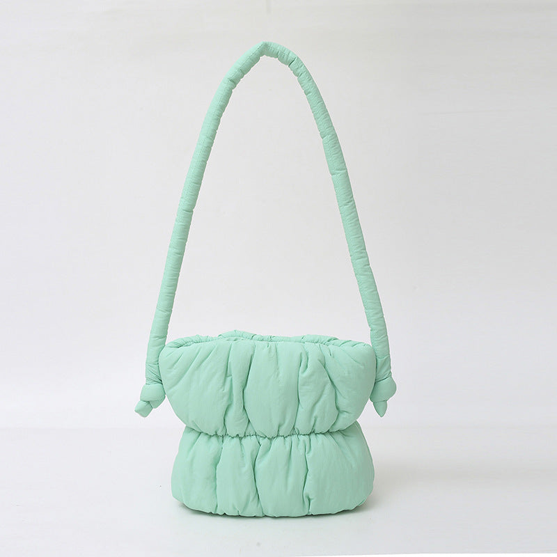 Trendy Nylon Bucket Bag Soft Casual Shoulder Bag