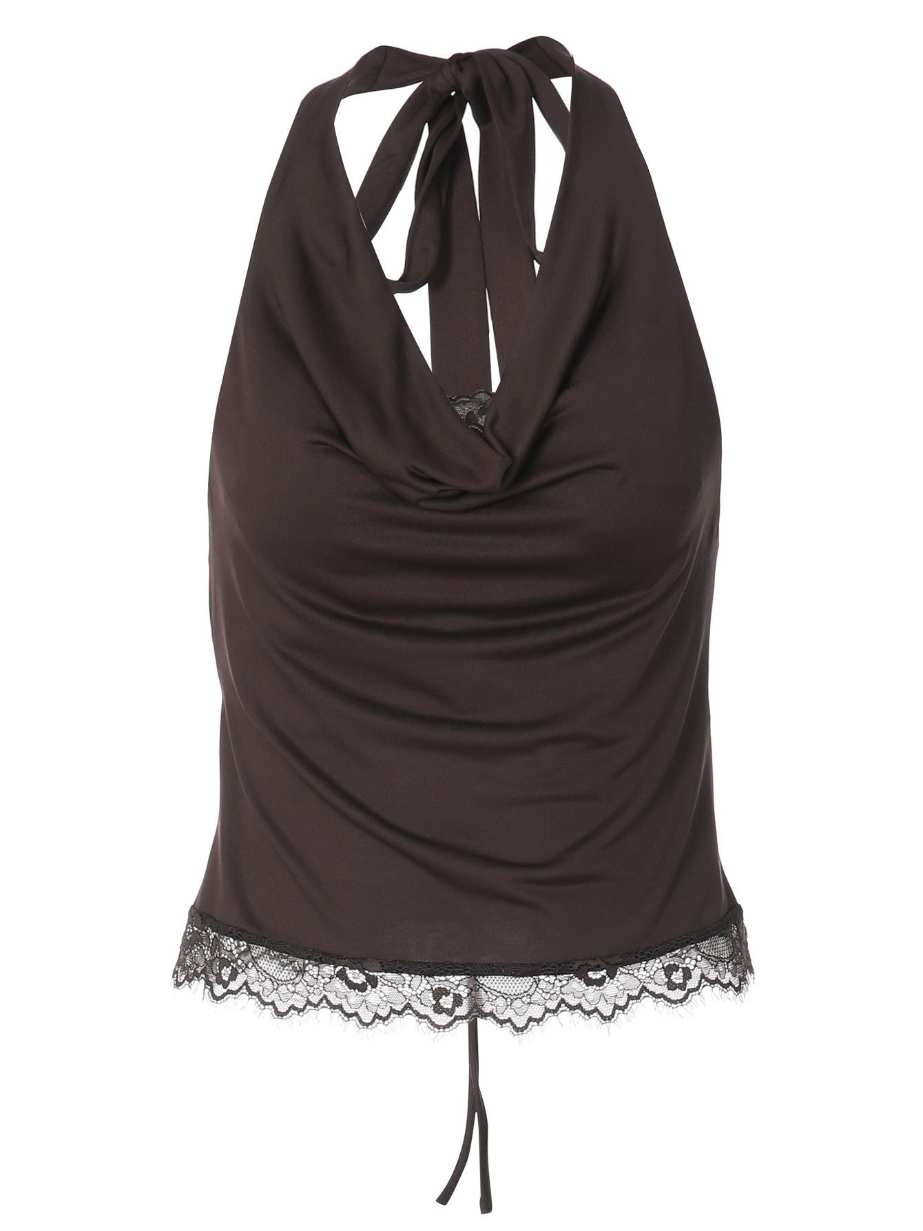 Lace Panel Spaghetti Strap Slim Fit Top for Women