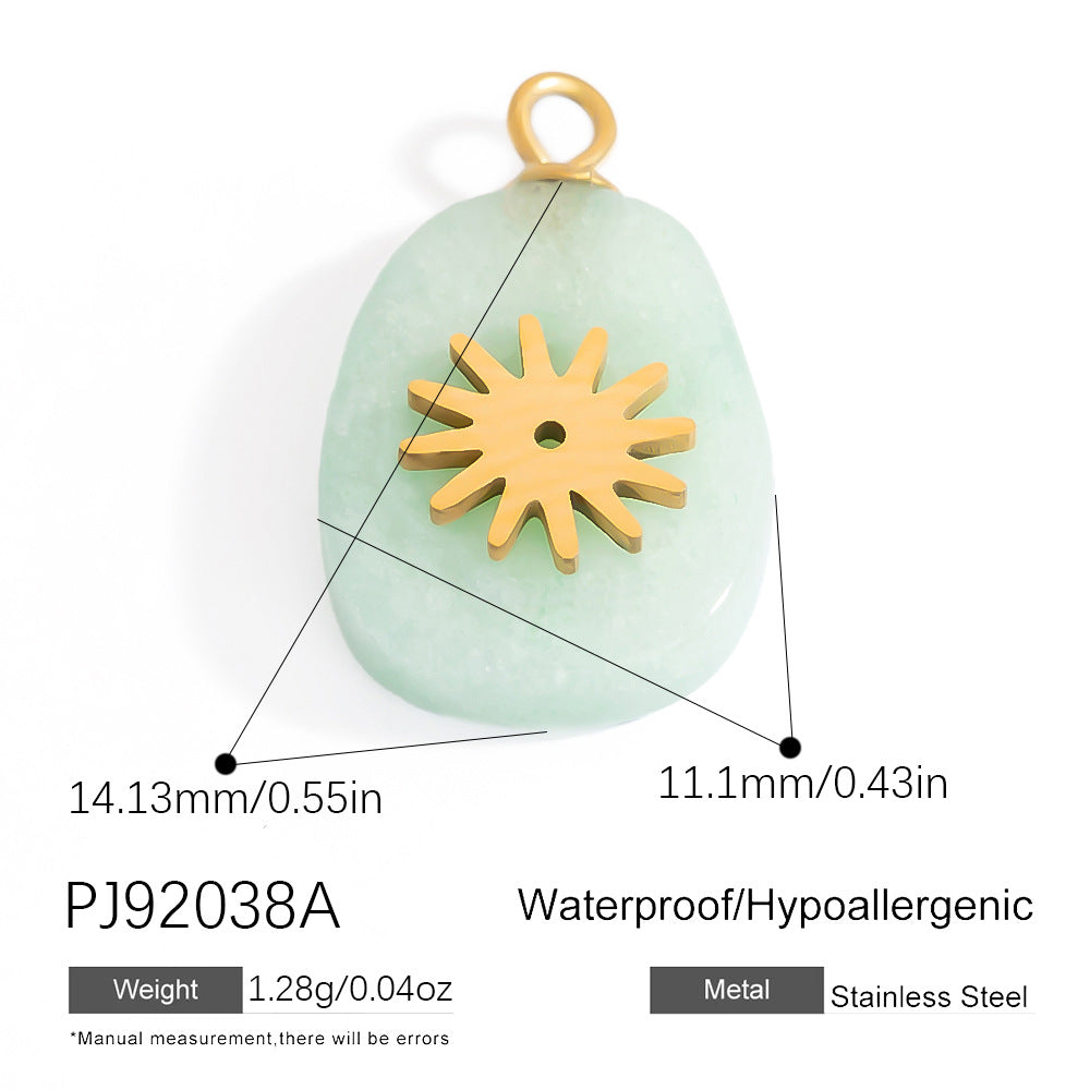 Butterfly Pendant Necklace Natural Stone Stainless Steel Jewelry
