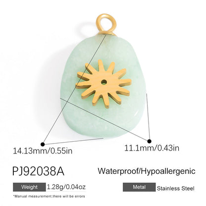 Butterfly Pendant Necklace Natural Stone Stainless Steel Jewelry
