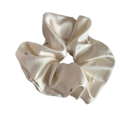 Elegant Pearl Studded Satin Hair Tie