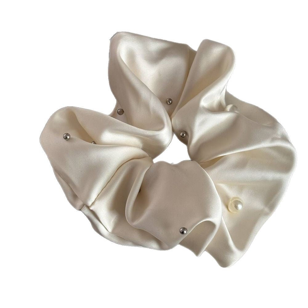 Elegant Pearl Studded Satin Hair Tie