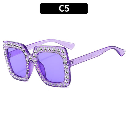 Colorful Bling Square Sunglasses Retro UV400 Protection