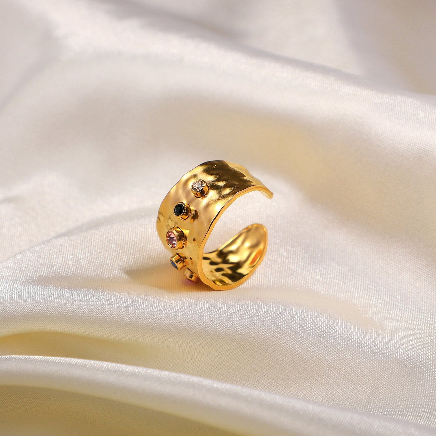 Colorful Zircon Adjustable Ring
