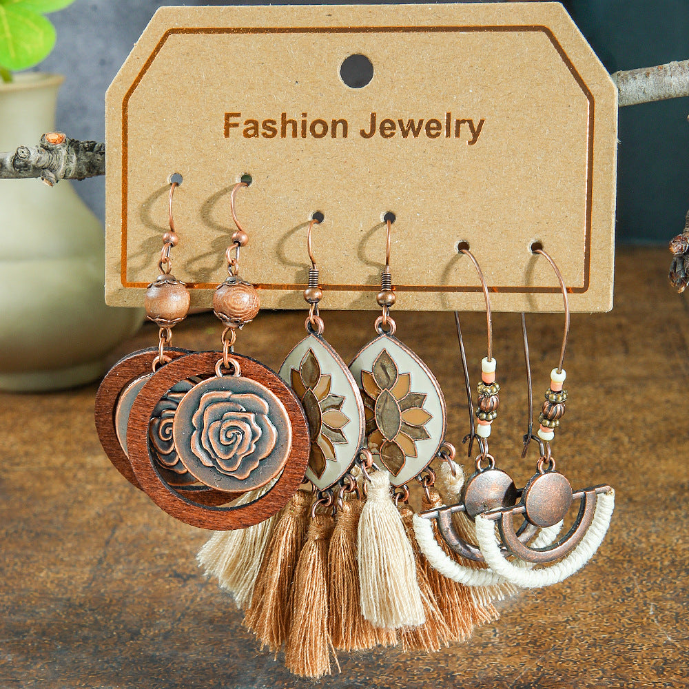 Bohemian Vintage Earring Set Stylish Casual Jewelry