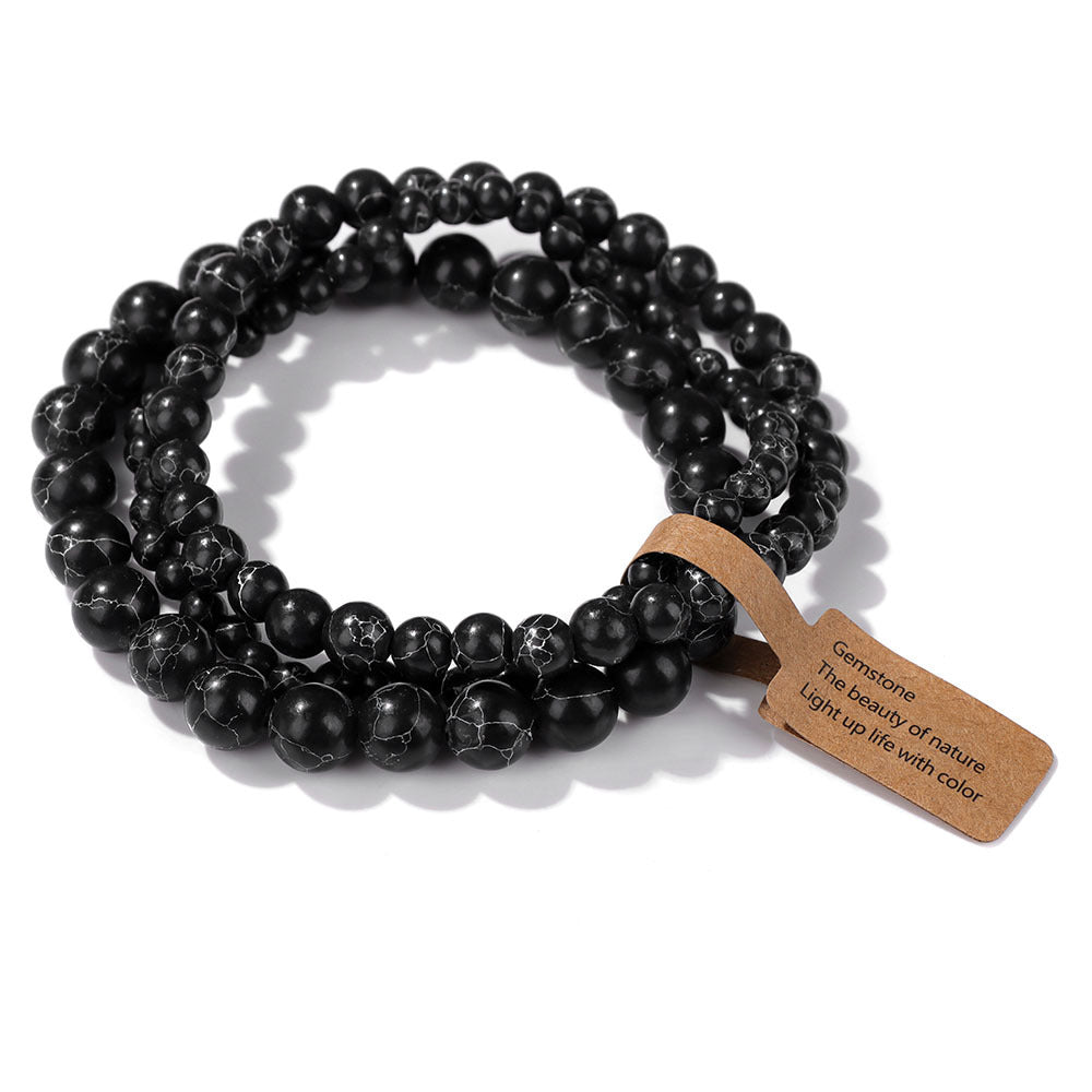 3Pcs Simple Stretch Beaded Bracelet Set
