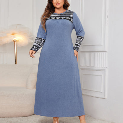 Geometric Print Maxi Dress Trendy Casual Polyester