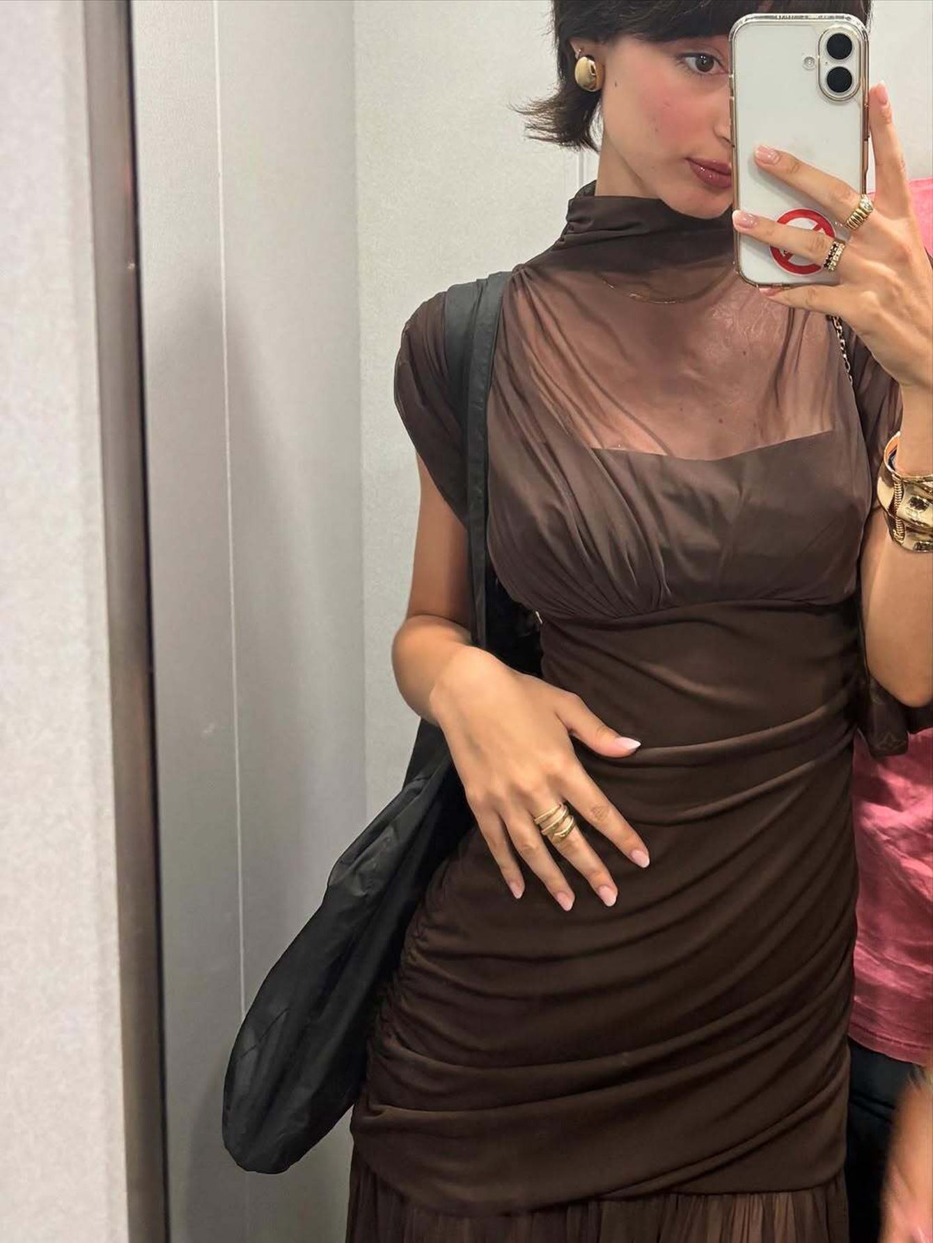 Sexy Bodycon Long Dress With Sheer Overlay