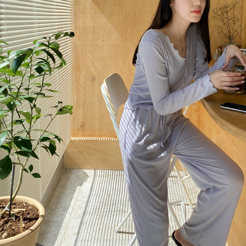 Casual Solid Color Pajama Set for Women