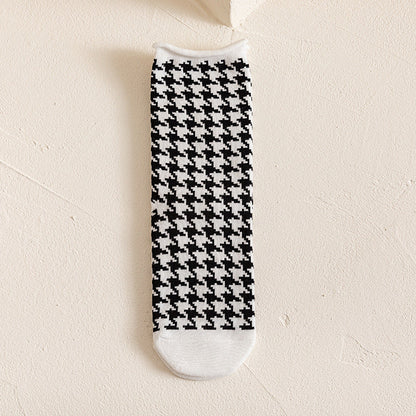 Rufia - Hip-Hop Classic Black and White Cow Print Striped Socks