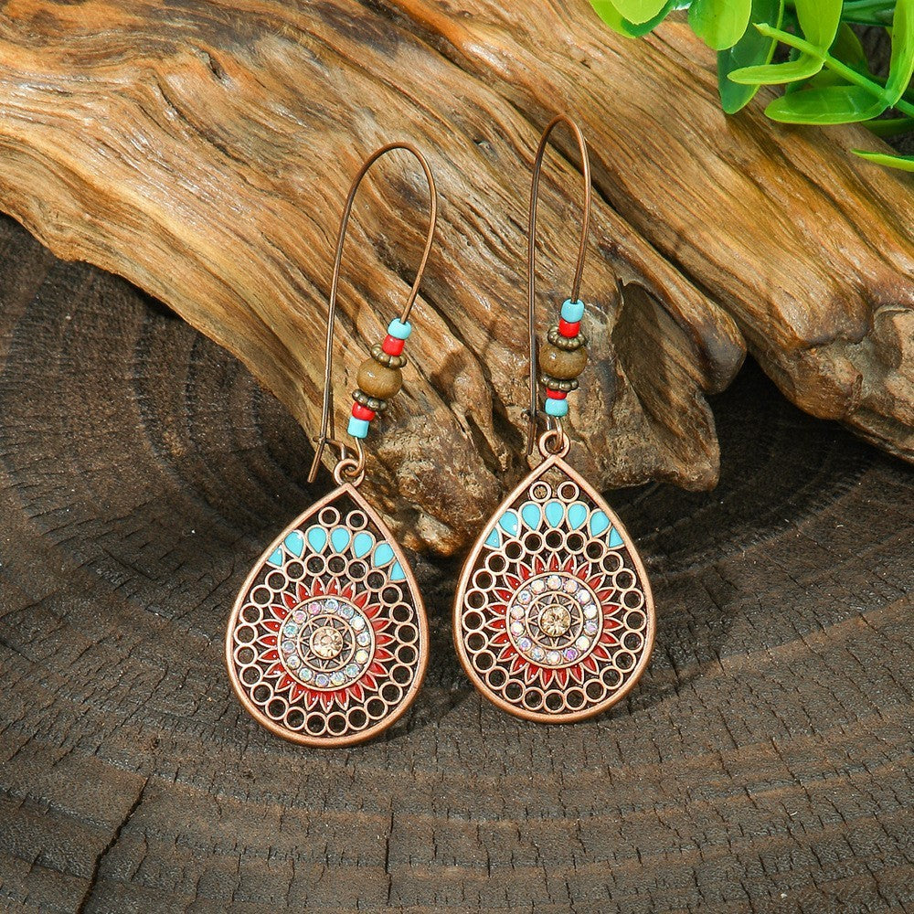 Bohemian Geometric Flower Alloy Earrings Set