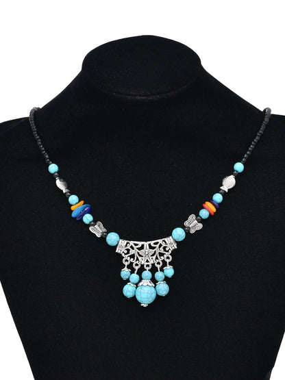 Ethnic Style Tibetan Headwear, Forehead Chain, Turquoise Tassel, Earrings, Hair Accessories