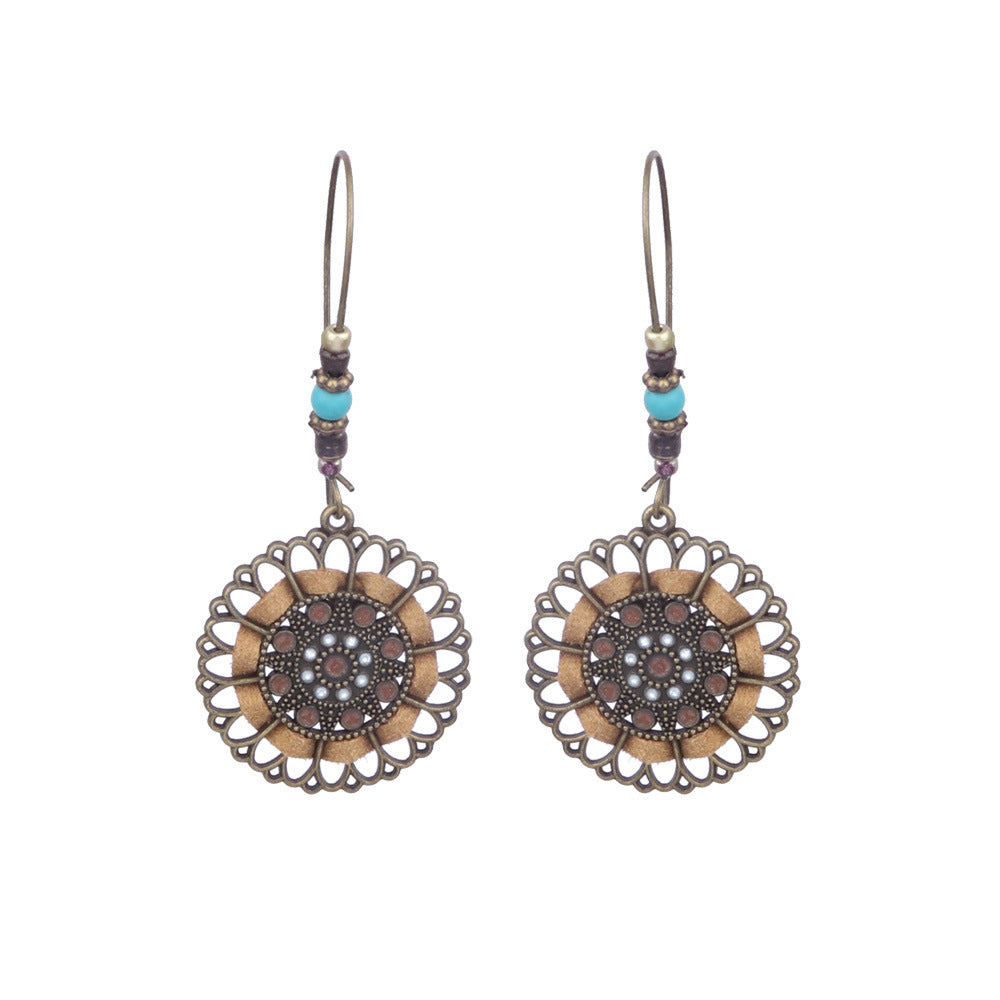 Bohemian Pearl Shell Long Tassel Earrings Geometric Circle Set