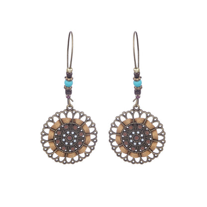 Bohemian Pearl Shell Long Tassel Earrings Geometric Circle Set