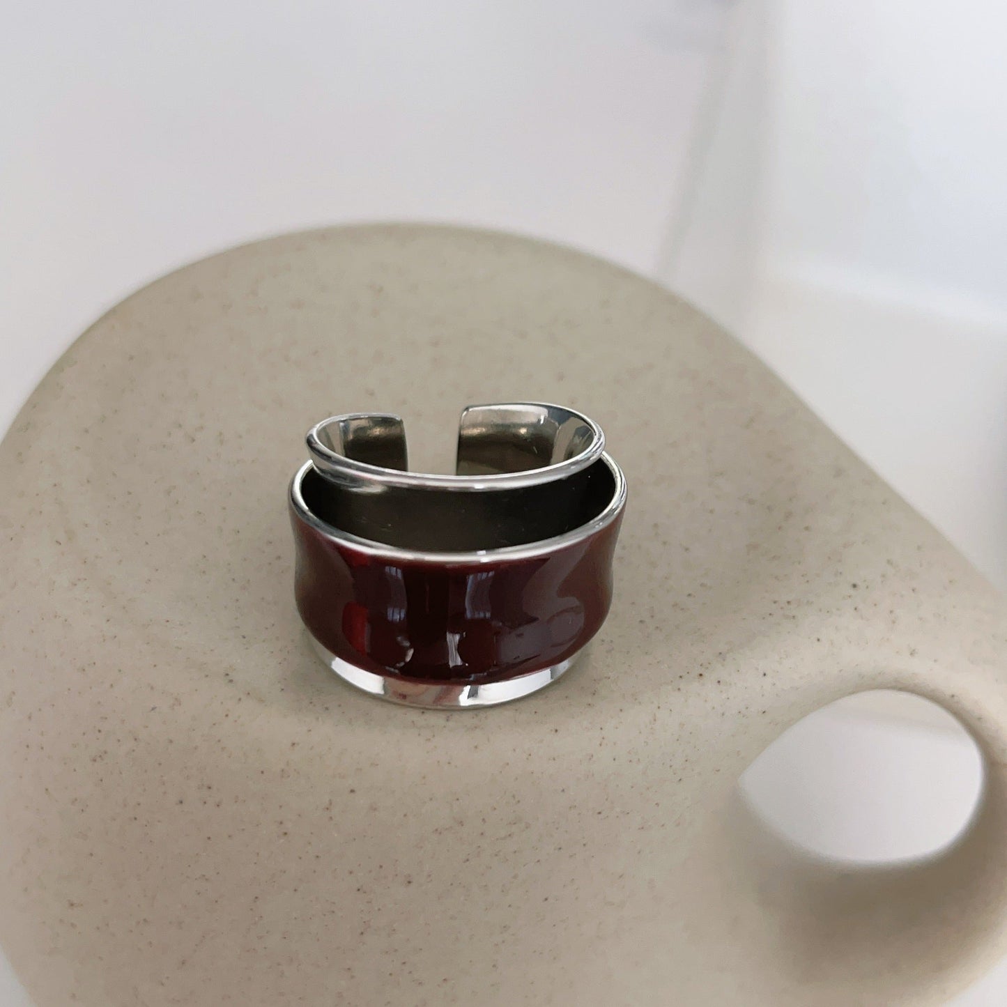 Elegant Enamel Double-Layer Open Ring
