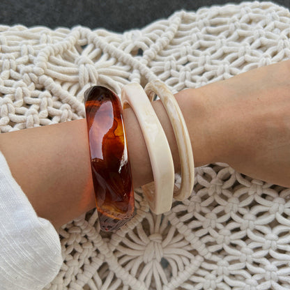 Amber Color Acrylic Bracelet Trendy Geometric Semi-Transparent Resin Cuff